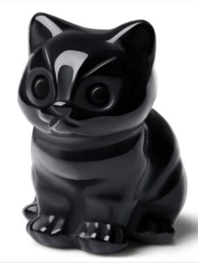 Black Kitty Carved Obsidian Gem Stone Cat Lady Gift Gemstone Mini Figurine Cats